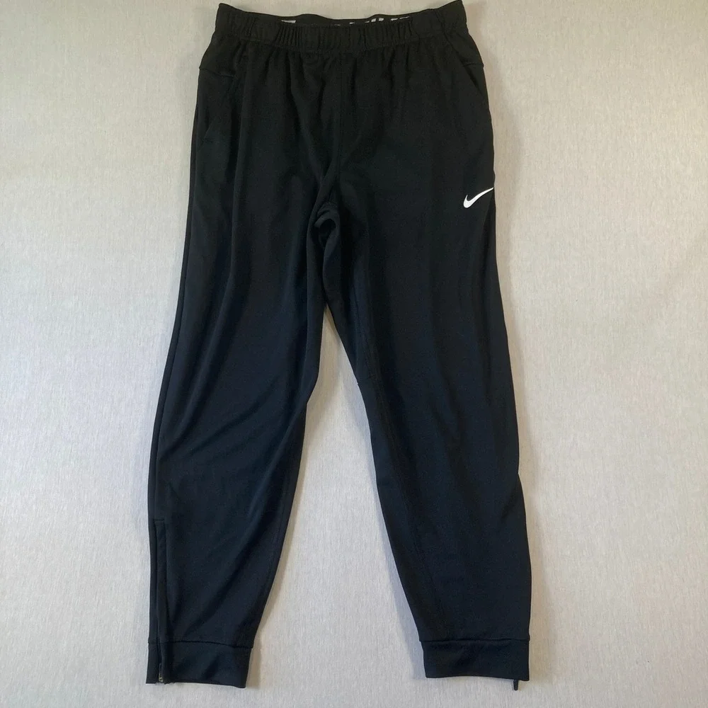 Nike Dri-FIT Joggers Mens Med Tapered Training Pants Black Zip Ankle FB7509-010